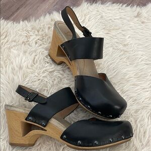 Dansko Black Mules & Clogs with Chunky Heel and Studded Design